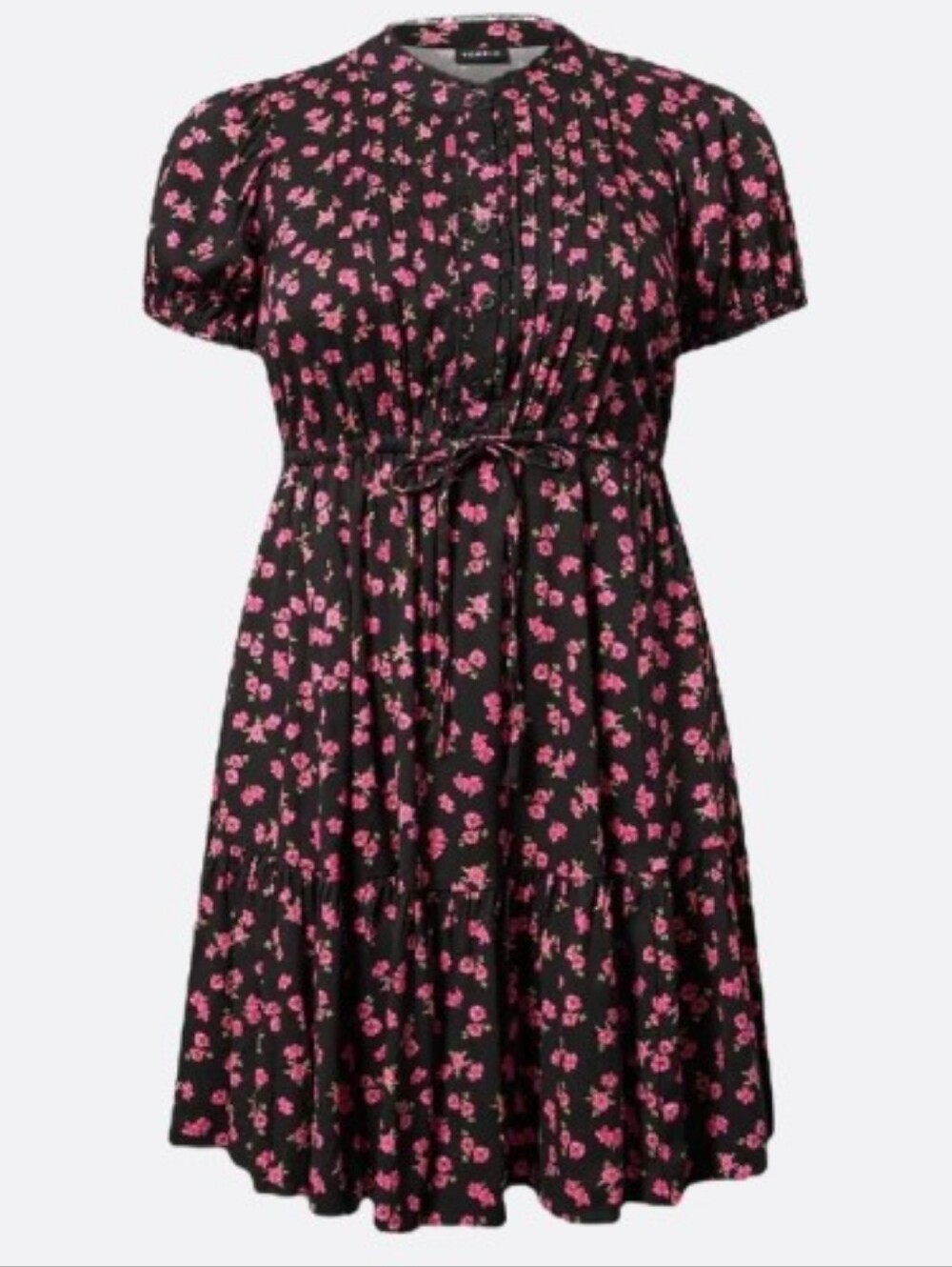 Torrid Tiered Challis Mini Dress in Jenna Floral Black